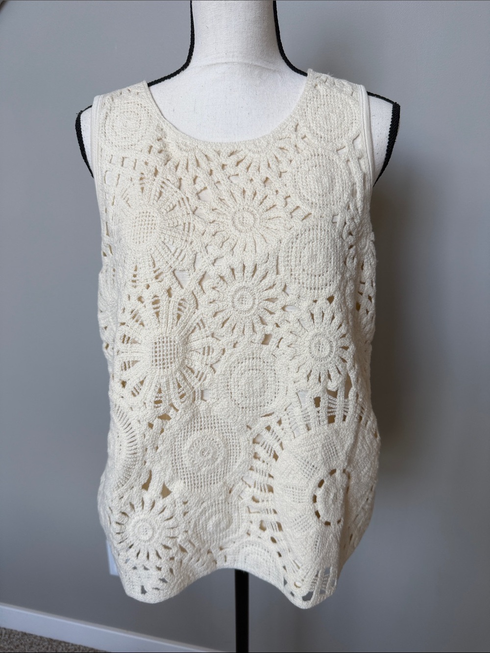 Maurices Cream Crochet Tank Top - Floral Openwork Knit